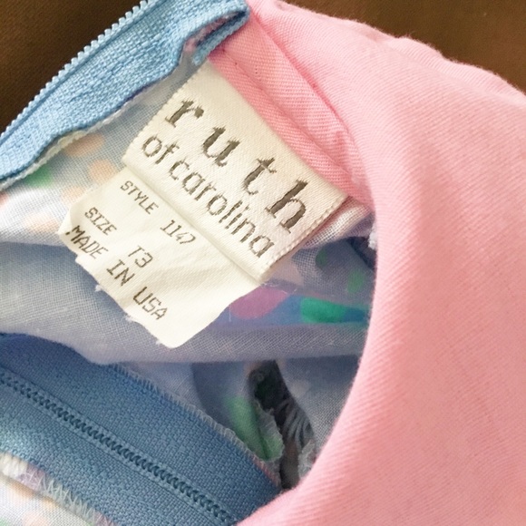 Vintage Ruth Of Carolina Baby Dress Floral Toddler Pink Blue Size 3T - Picture 4 of 5